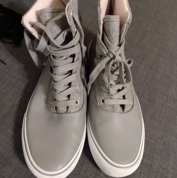 Vans Shoes - Vans Grey and Light Pink High Top Vans w/ Zipper